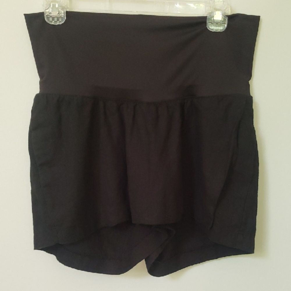 Old Navy Maternity Shorts Womens XS Black Linen Blend Culotte Skort Skirt